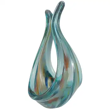 Viartec Murano Style Blue Spanish Speckled Glass Sculpture Bowl
