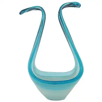 P. Carrasco Murano Style Blue Glass Vintage Sculpture Bowl