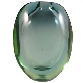 Skrdlovice #6430 Czech Green & Blue Glass Vase by Zdenka Strobachová