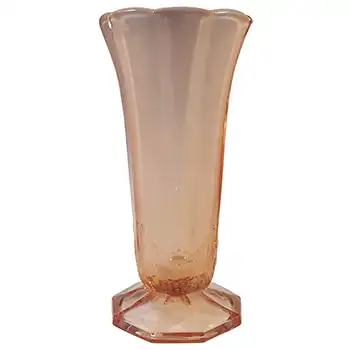Sowerby Pink Art Deco Glass 1950's Bird + Panel Vase