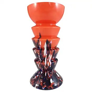 Ernst Steinwald / Franz Tomschick Czech Red Spatter Glass Vase