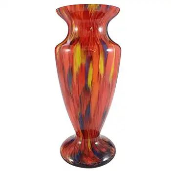 Czech Red, Blue & Yellow Spatter / Splatter Glass Vase