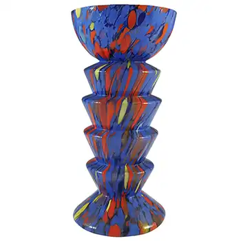 Ernst Steinwald / Franz Tomschick Czech Art Deco Blue Spatter Glass Vase