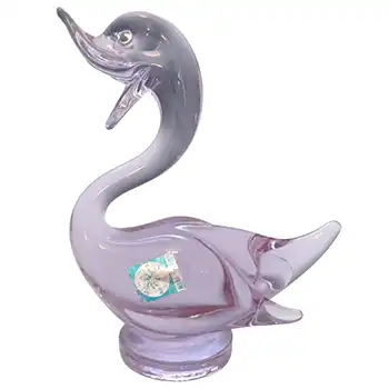 Murano Lilac / Blue Venetian Glass Neodymium Duck Sculpture