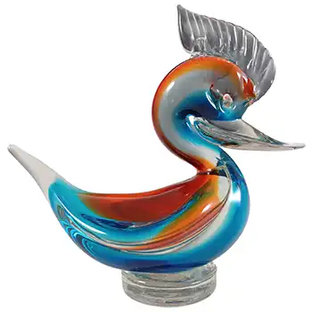 Murano Red & Blue Venetian Glass Vintage Swan Figurine