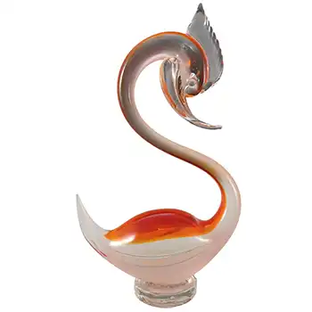Murano Vintage Red & White Venetian Glass Swan Sculpture