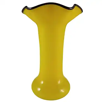 Czech / Bohemian 1930's Yellow & Black Tango Glass Vase