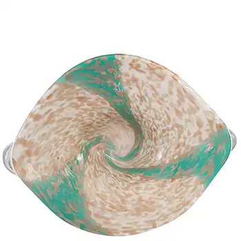 Fratelli Toso Murano Copper Aventurine Green Glass Bowl