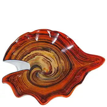 Vetro Artistico Veneziano Murano Orange Glass Aventurine Bowl