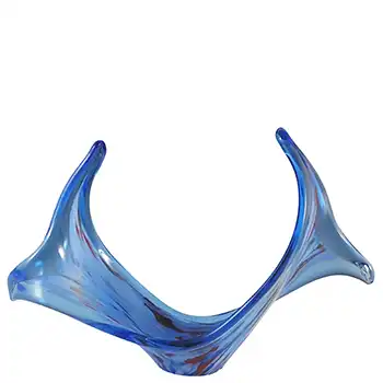 Viartec Murano Style Blue Spanish Glass Horn Sculpture Bowl