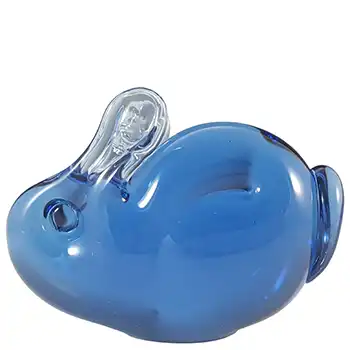 MARKED Wedgwood Blue Glass Rabbit Paperweight SG422