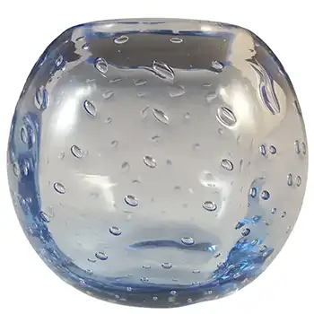 Whitefriars #9377 Sapphire Blue Glass Controlled Bubbles Bowl