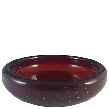 Whitefriars #9099 Large Ruby Red Glass Controlled Bubble Bowl
