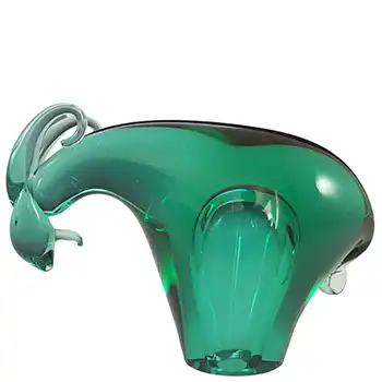 Zelezny Brod Sklo ZBS Green Glass Goat by Miloslav Janku