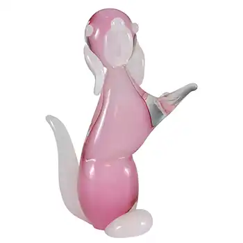Murano Venetian Pink Glass Alabastro Dog Sculpture