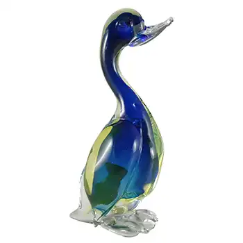 Arte Nuova Pustetto & Zanetti Murano Blue & Uranium Sommerso Glass Duck