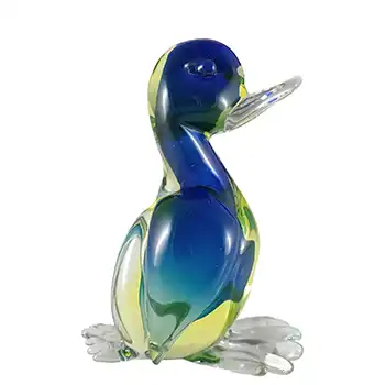 Arte Nuova Pustetto & Zanetti Murano Blue & Uranium Sommerso Glass Duck