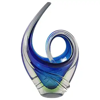 Arte Nuova Pustetto & Zanetti Murano Blue & Green Sommerso Glass Sculpture