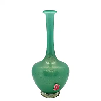Arte Nuova Pustetto & Zanetti Murano Gold Leaf Green Glass Vase