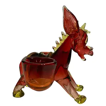 Arte Nuova Pustetto & Zanetti Murano Red & Uranium Glass Donkey