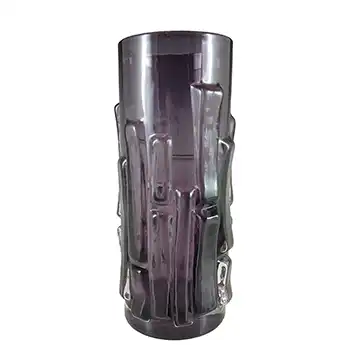 Aseda #B5/830 Swedish Purple Glass Bark 5.75" Vase by Bo Borgstrom