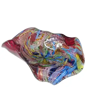 AVEM LARGE Murano Bizantino / Tutti Frutti Red Glass Waves Bowl