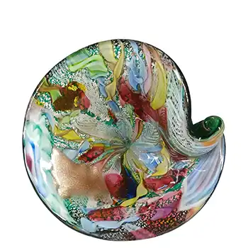 LABELLED AVEM Murano Zanfirico Bizantino / Tutti Frutti Green Glass Bowl