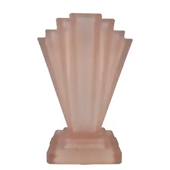 Bagley #334 Art Deco 6" Frosted Pink Glass Grantham Vase