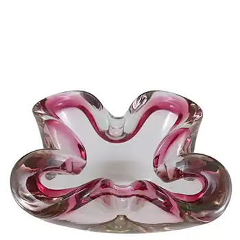 Barbini Murano Pink & Uranium Glass Vintage Biomorphic Bowl