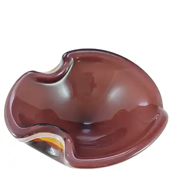 Barbini Murano Purple, White & Amber Glass Biomorphic Bowl