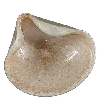 Barbini Murano Gold Leaf & Aventurine Biomorphic Glass Bowl