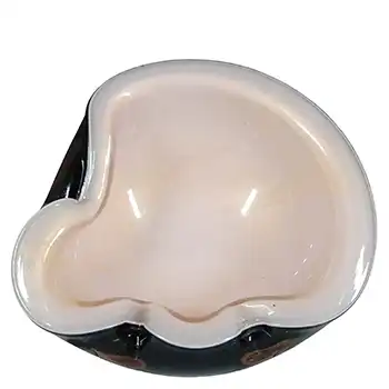 Barbini Murano Pink, Black & Gold Leaf Biomorphic Glass Bowl