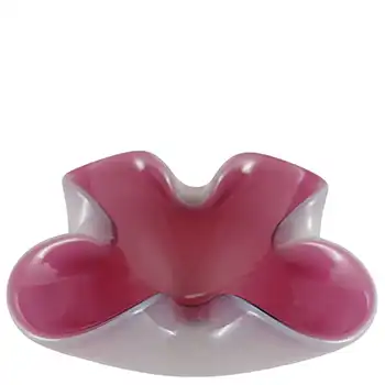 Murano Vintage Pink & Opalescent White Glass Ashtray Bowl