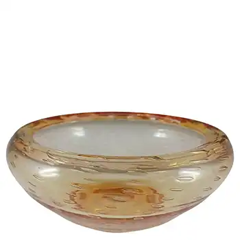Whitefriars #9391 Golden Amber Glass Controlled Bubble 8.25" Bowl