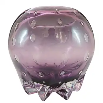 Stevens & Williams Vintage Purple Controlled Bubble Glass Vase