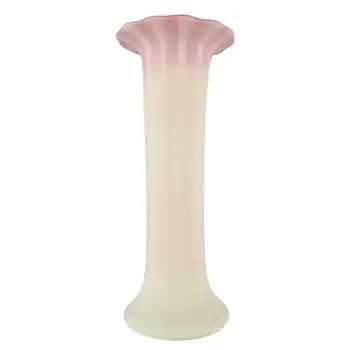Victorian Burmese Satin Pink & Yellow Uranium Glass Vase
