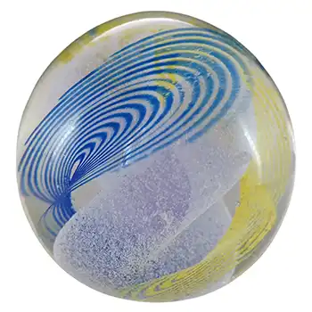 Caithness Vintage Blue Glass "Ripples" Paperweight - Marked