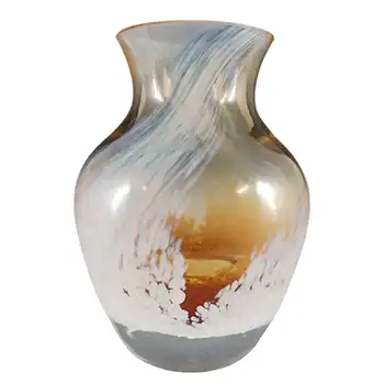 Caithness #4154 Peach & White Glass 'Rondo' Posy Vase