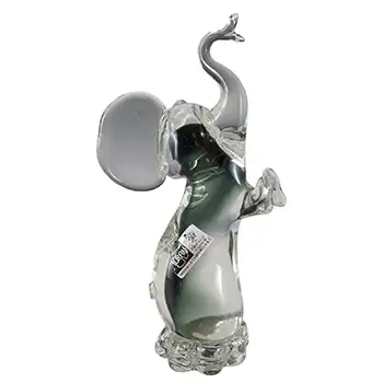 LABELLED Campanella Murano Smoky Grey Glass Elephant Figurine