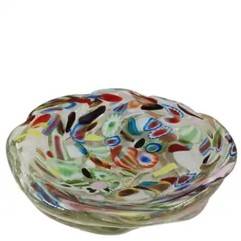 Murano Vintage Millefiori Murrine Canes & Gold Leaf Glass Bowl