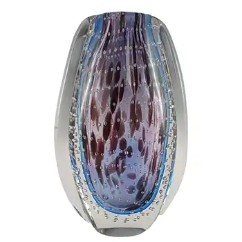 Chinese Murano Style Purple & Blue Sommerso Glass Vase