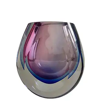 Fifth Avenue Chinese Purple & Blue Sommerso Faceted Glass Vase - Labelled