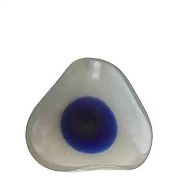 Ferro Italarts Murano Blue & Clear Glass Bollicine Bowl - Labelled