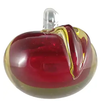 LABELLED Ferro & Lazzarini Murano Red & Amber Glass Apple