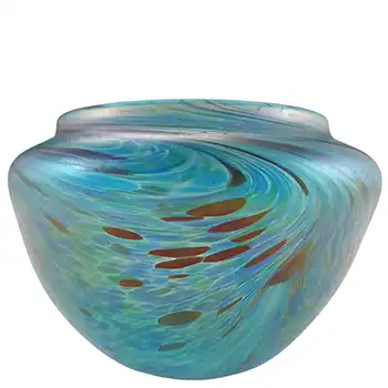 Midsummer Glassmakers Blue Iridescent Glass British Vase