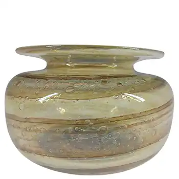 MARKED Isle of Wight Studio Tortoiseshell Glass Vase