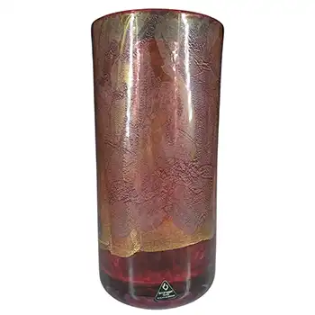 LABELLED Isle of Wight Studio 'Azurene Pink' Glass 8.5" Vase