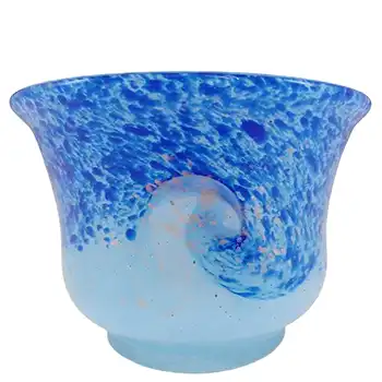LABELLED John Deacons Blue & Copper Aventurine Glass Vase