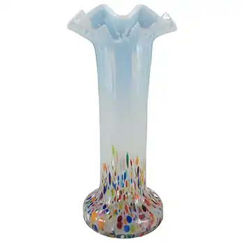 Kralik Czech Opaline / Opalescent Spatter Glass Vase