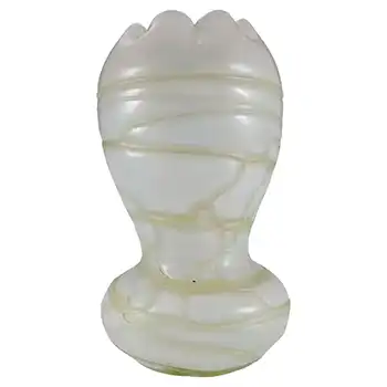Kralik Art Nouveau Pearl & Green Veined Glass Vase